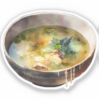 Autocollant d'art de soupe coréenne miniature