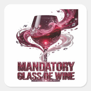 Autocollant d'art de verre de vin rose MANDATORY Q