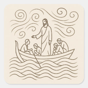 Autocollant d'art en ligne Jésus calme la tempête