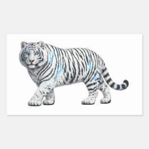 Autocollant d'art faunique de tigre blanc majestue