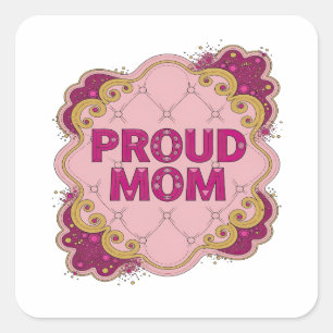 Autocollant d'art Rose Brillant MAMAN FIÈRE