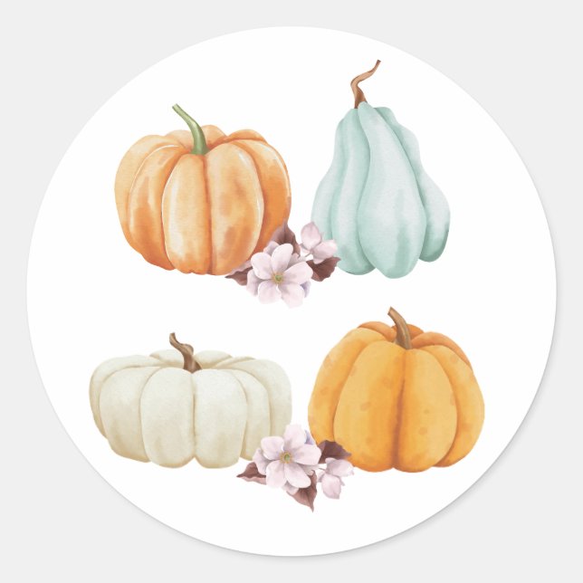 Autocollant d'automne citrouille Floral Thanksgivi (Devant)