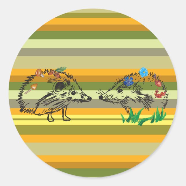 Autocollant d'automne Hérisson Amour (Devant)