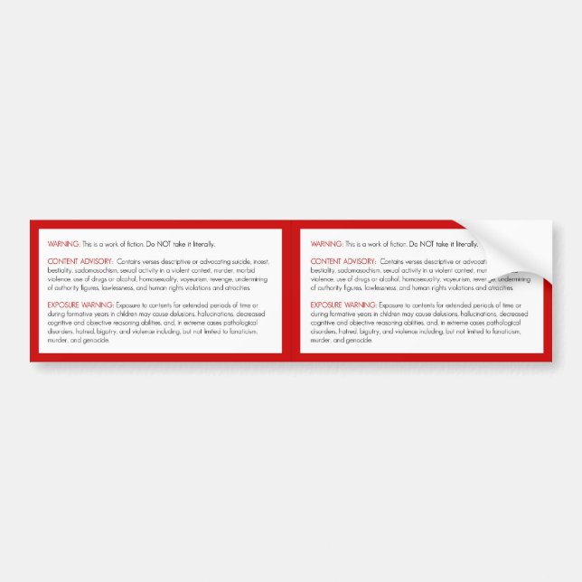 Autocollant d'avertissement de bible (Devant)