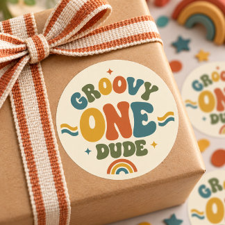 Autocollant de 1er anniversaire Groovy One