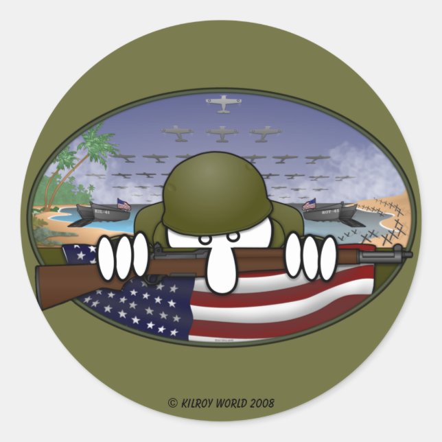 Autocollant de 2ÈME GUERRE MONDIALE Kilroy (Devant)