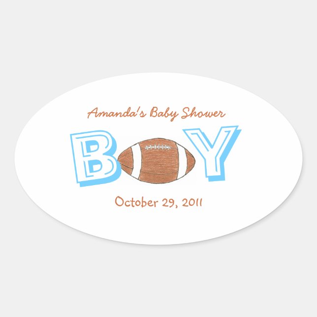 Autocollant de baby shower à thème pour le footbal (Devant)