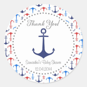 Autocollant de Baby shower d'Ancres nautiques