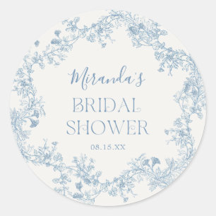 Autocollant de Baby Shower de Chinoiserie Bleue