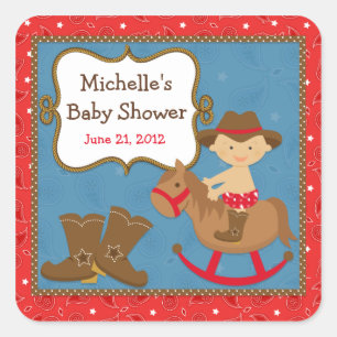 Autocollant de baby shower de cowboy