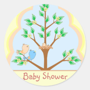 Autocollant de baby shower de famille d'oiseau