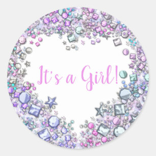 Autocollant   de baby shower de fille de pierre