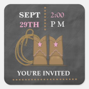 Autocollant de baby shower de tableau de cow-girl