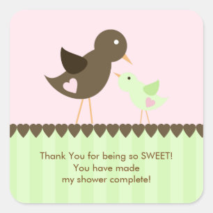 Autocollant de baby shower d'oiseau de maman et de