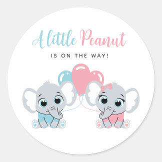 Autocollant de Baby Shower Éléphant Rose et Bleu a