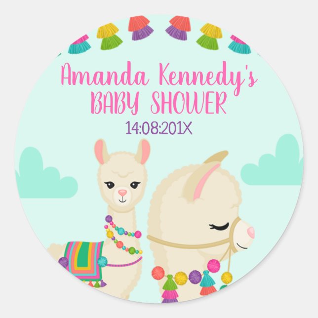 Autocollant de Baby shower Lama (Devant)