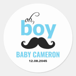 Autocollant de Baby Shower Moustache C'est un Garç