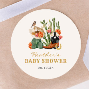 Autocollant de Baby shower occidental rustique
