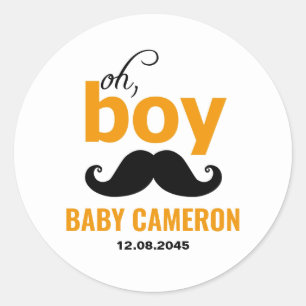 Autocollant de Baby Shower Orange C'est un Garçon 