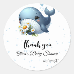 Autocollant de Baby Shower pour Bébé Baleine Migno