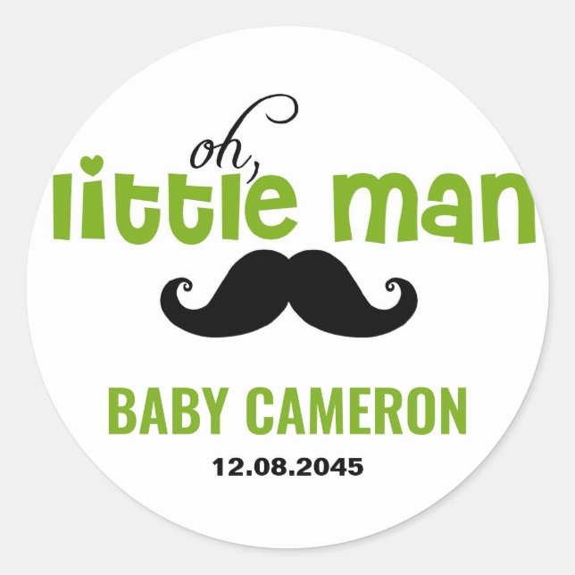 Autocollant de Baby Shower pour Petit Homme Vert a (Devant)