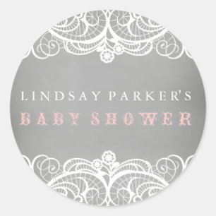 Autocollant de Baby shower Rustique en dentelle et