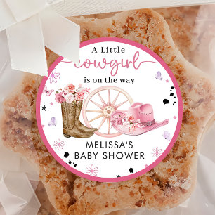 Autocollant de Baby shower Western Rodeo Cowgirl