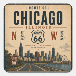 Autocollant de bagages Route 66 Chicago