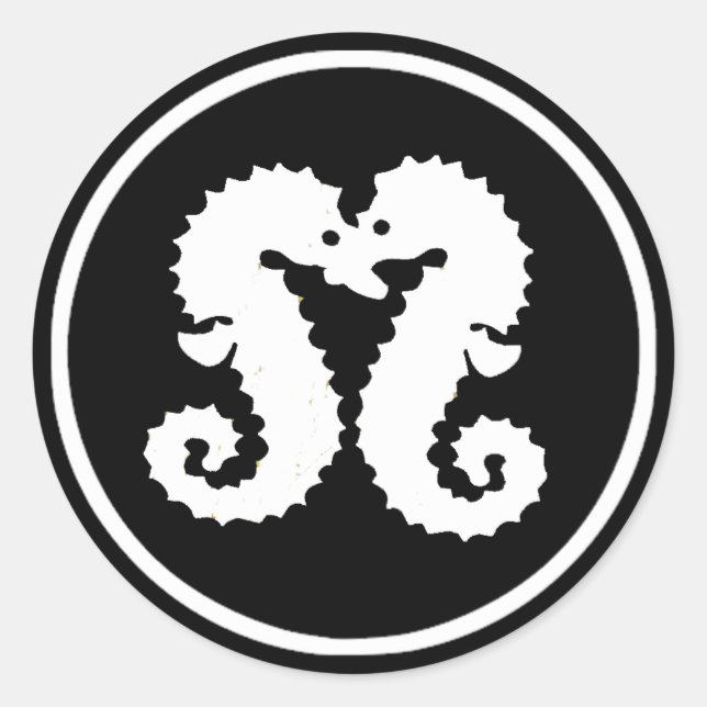 Autocollant de baiser pour chevaux de mer noirs et (Devant)