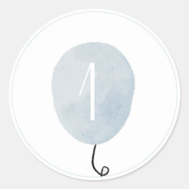 Autocollant de ballon numéro un bleu (Devant)
