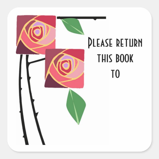 Autocollant de bibliothèque Art nouveau rose (Devant)