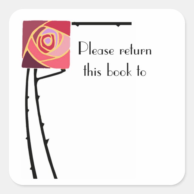 Autocollant de bibliothèque Art nouveau rose (Devant)