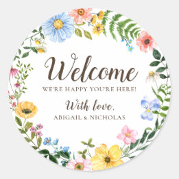 Autocollant de bienvenue de mariage Bohème Fleur S
