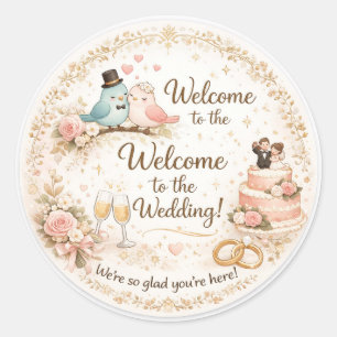 Autocollant de bienvenue de mariage floral élégant