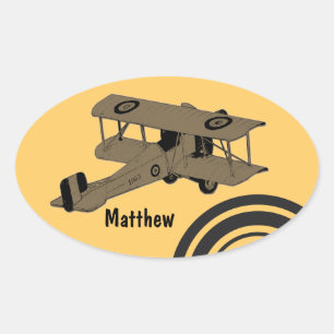 autocollant de biplane vintage