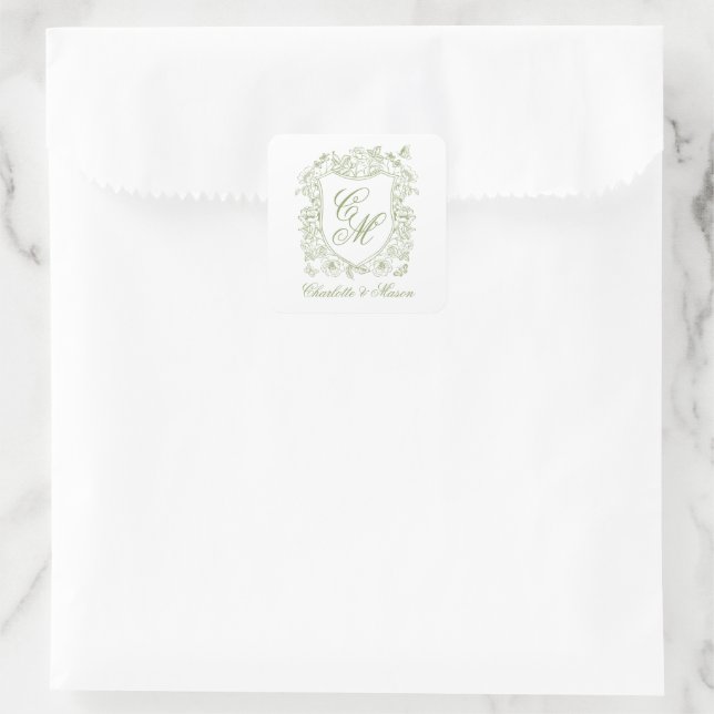 Autocollant de blason de monogramme de couleur ver (Sac)