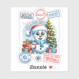 Autocollant de bonhomme de neige des vacances char