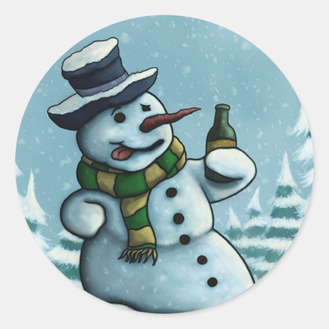 autocollant de bonhomme de neige heureux (Devant)