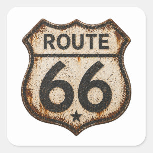 Autocollant de bouclier de route 66 vintage rouill