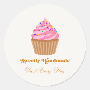 Autocollant de boulangerie Cupcake rose fait main