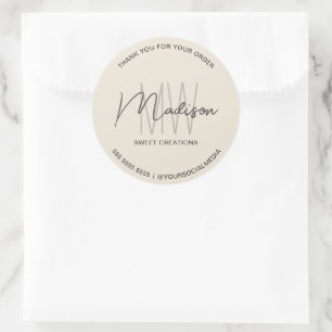 Autocollant de boulangerie de logo Monogramme pers