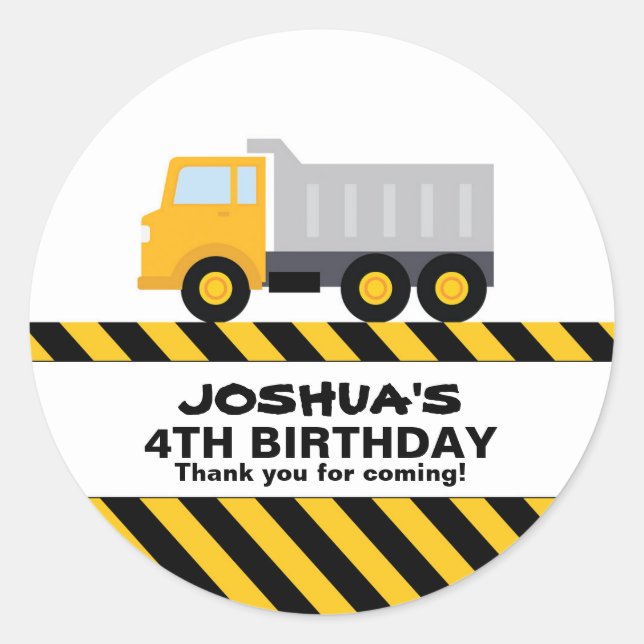 Autocollant de cadeau d'anniversaire de camion à (Devant)