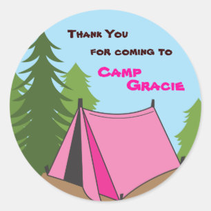 Autocollant de cadeau d'anniversaire de camping de