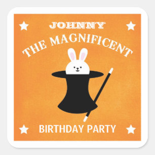 Autocollant de cadeau d'anniversaire de magicien