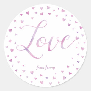 Autocollant de cadeau de la Saint-Valentin à cœurs