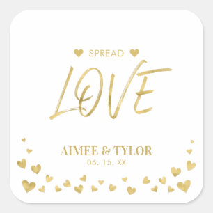 Autocollant de cadeau de mariage Gold Hearts Sprea