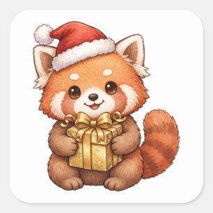 Autocollant de cadeau de Noël avec un chapeau de P