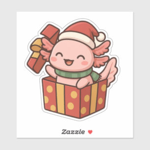 Autocollant de cadeau de Noël de l'axolotl mignon