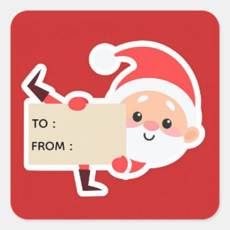 Autocollant de cadeau de Noël de Père Noël qui reg