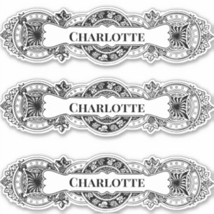Autocollant de cadre de nom baroque